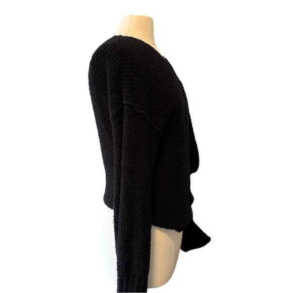 Free People | Sensual Wrap Sweater | Black Boucle Knit | Size S/M (No Tag) - Picture 3 of 8